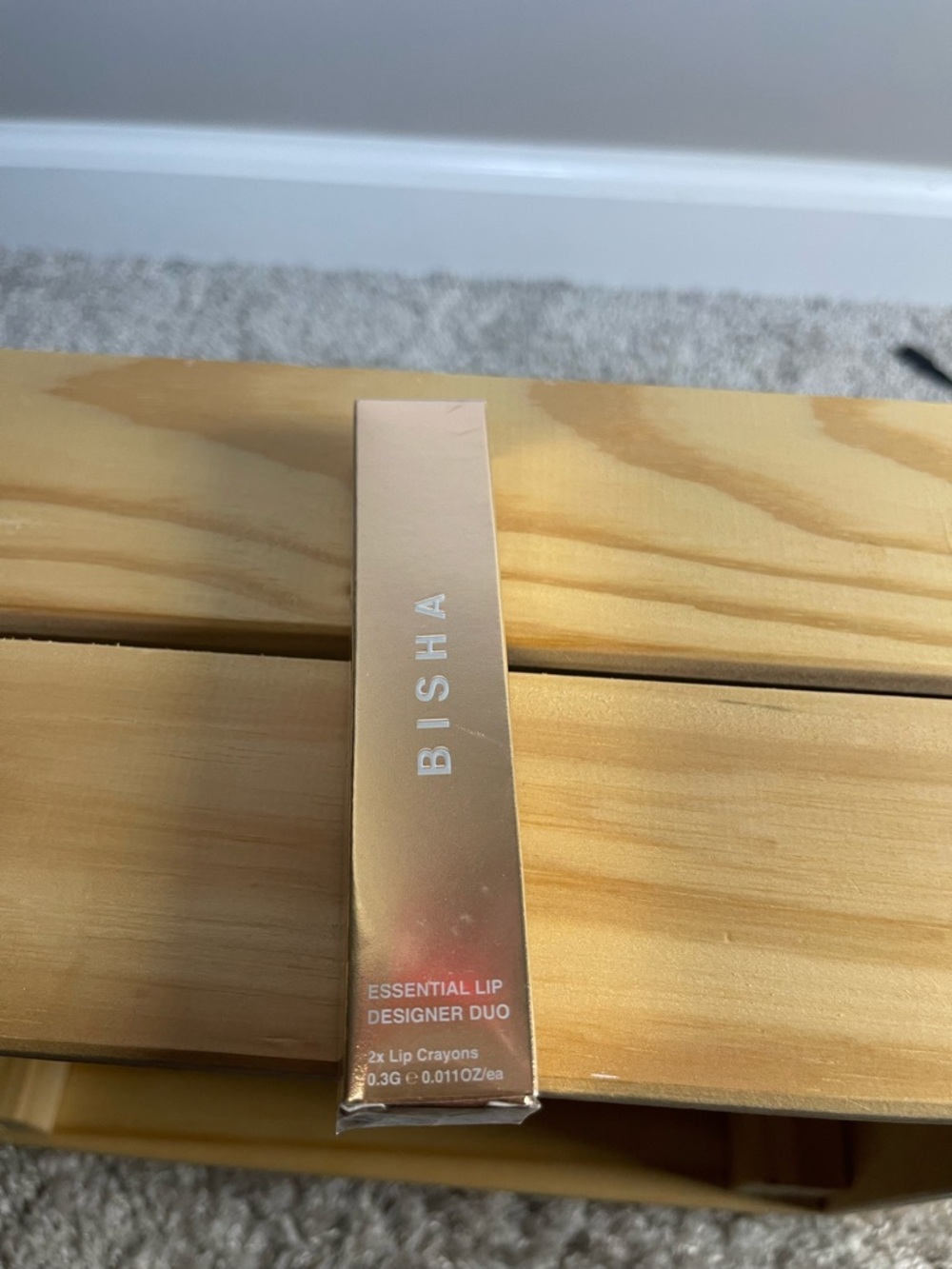 Bisha Lip Crayon Duo in Metallic Pink and Gold Box